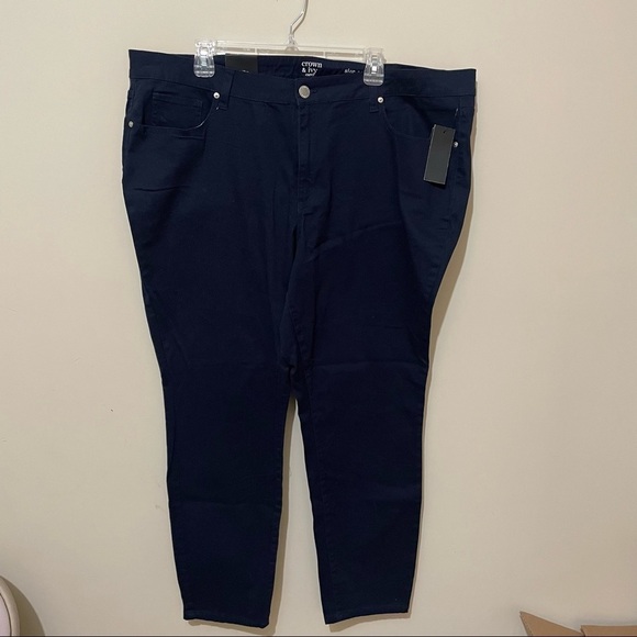 Crown and ivy Montauk weekend signature pants navy size 24 NWT curvy skinny leg - Picture 3 of 5